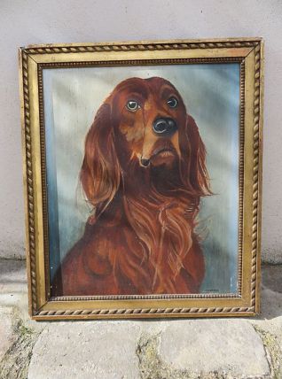 PEINTURE CHIEN DANS CADRE