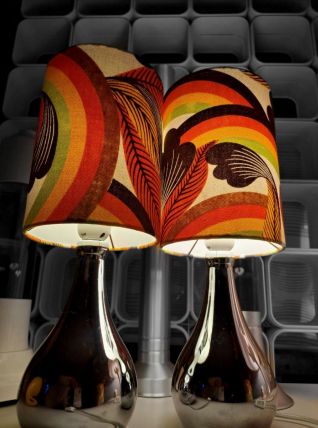 Paire de Lampes de table ou chevets Motifs Seventies