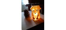 Jolie veilleuse Petit Renard en verre peint à LED  H=14cm