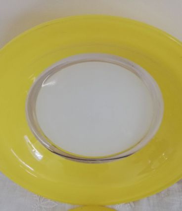 Plat de service jaune Duralex années 60