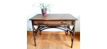 Grand bureau en rotin et cannage 1970 