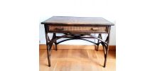 Grand bureau en rotin et cannage 1970 