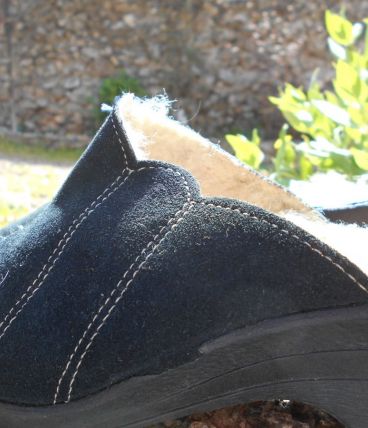 DAMART CHAUSSONS T 36 BLEU MARINE THERMOLACTHYL TBE DAIM CUI