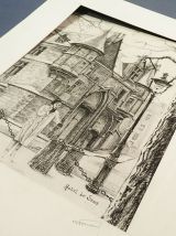DESSIN AU FUSAIN HOTEL DE SENS 1967
