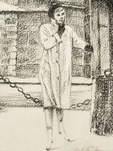 DESSIN AU FUSAIN HOTEL DE SENS 1967