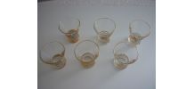 6 Anciens Verres à Liqueur Liseré Or et Décor Floral