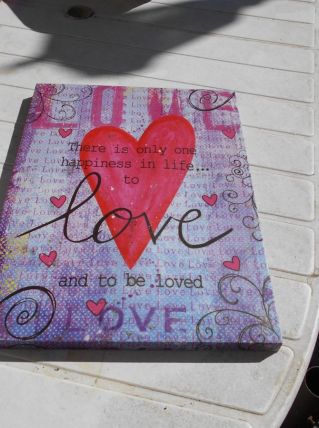 TOILE TABLEAU IMPRIMEE COEUR 39 X 30 CM