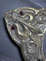 Cadre laiton fleur de lys repoussé napoleon 3 