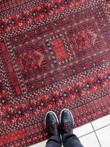 Tapis vintage Turkmène Hachli fait main, 1C1055