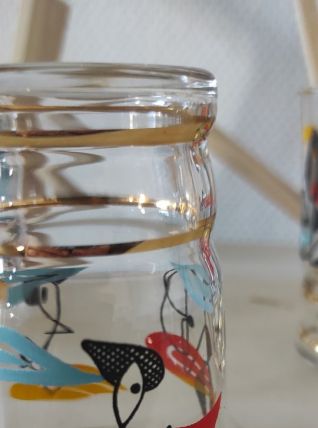 Verre art déco décor style Miro