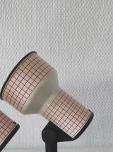 Spots année 70 métal blanc quadrillage rouge