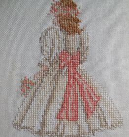 tableau brodée petite fille romantique