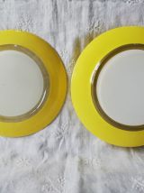 6 assiettes à dessert jaunes années 60