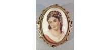  BROCHE VINTAGE EN PORCELAINE DE LIMOGES