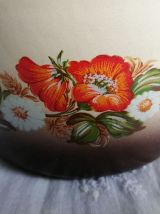 Ancien pot, mesure à lait tôle émaillée peinte