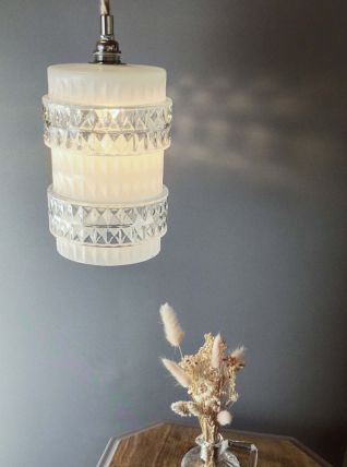 Suspension verre blanc et transparent