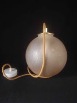 Suspension globe verre soufflé doré