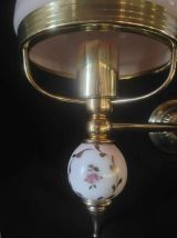 Deux appliques à double branche avec deux opalines rose