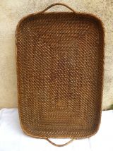 Plateau de service , rotin vintage