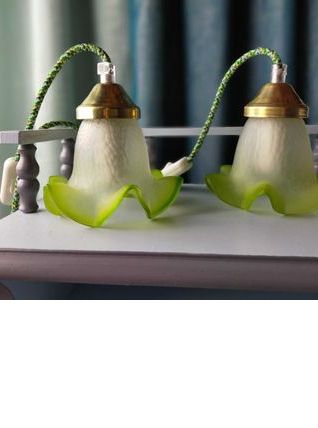 Duo de lampes baladeuses tulipes vertes