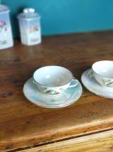 Duo de tasses en porcelaine nacrée
