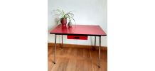 Bureau en formica rouge 1970 