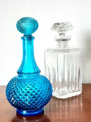 Carafe diamant bleu vintage 