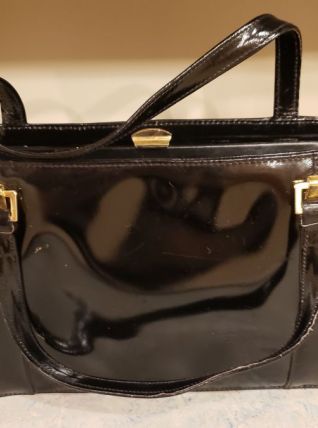 Sac à main vintage noir vernis