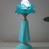 Lampe vintage bleue, opaline et pate de verre