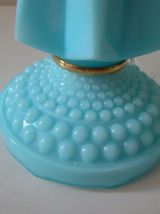 Lampe vintage bleue, opaline et pate de verre