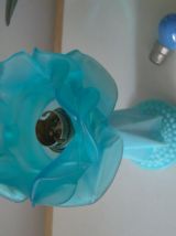 Lampe vintage bleue, opaline et pate de verre