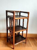 Etagère en rotin sur pieds, vintage 1960 