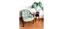 Fauteuil chauffeuse en rotin , vers 1970 