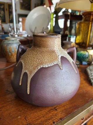 Vase à coulures en grès Pointu Puisaye