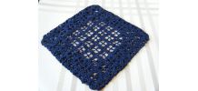 Housse coussin crochet fait main Vintage 60'S bleu-marine