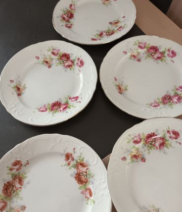 5 assiettes dessert anciennes St Amand et Hamage(1avec eclat