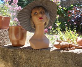 CHAPEAU CAPELINE QUASI NEUF VINTAGE 1960 1970 T 54 55 PAILLE