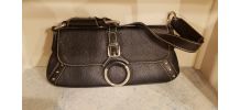 Sac à main genuine leather marron couture beige