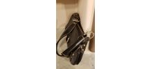 Sac à main genuine leather marron couture beige