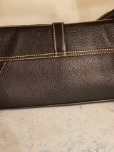 Sac à main genuine leather marron couture beige