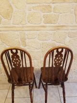 Paire de chaises anglaises Windsor wheelback rares