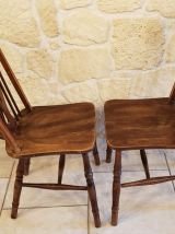 Paire de chaises anglaises Windsor wheelback rares