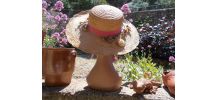 CHAPEAU ANCIEN VINTAGE PAILLE SOIE ET FLEURS SECHEES T 57-58