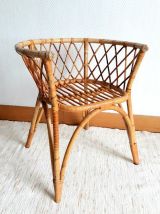 Bureau et chaise en rotin à croisillons 1960
