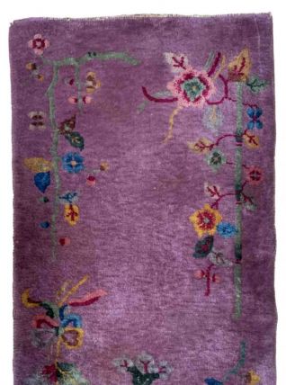 Tapis ancien Chinois Art Deco fait main, 1B959