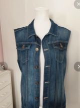 Veste en jean sans manches homme avec lion au dos taille S/M