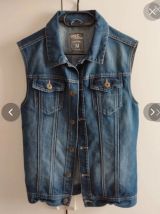 Veste en jean sans manches homme avec lion au dos taille S/M