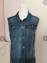 Veste en jean sans manches homme avec lion au dos taille S/M