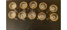 Lot de 10 verres évasés lisérés dorés