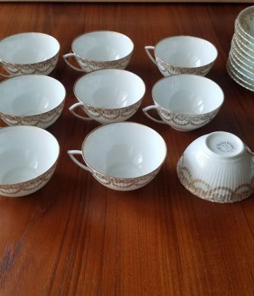TRÈS JOLI SERVICE À CAFÉ ANCIEN EN PORCELAINE FINE D'EPINAL 